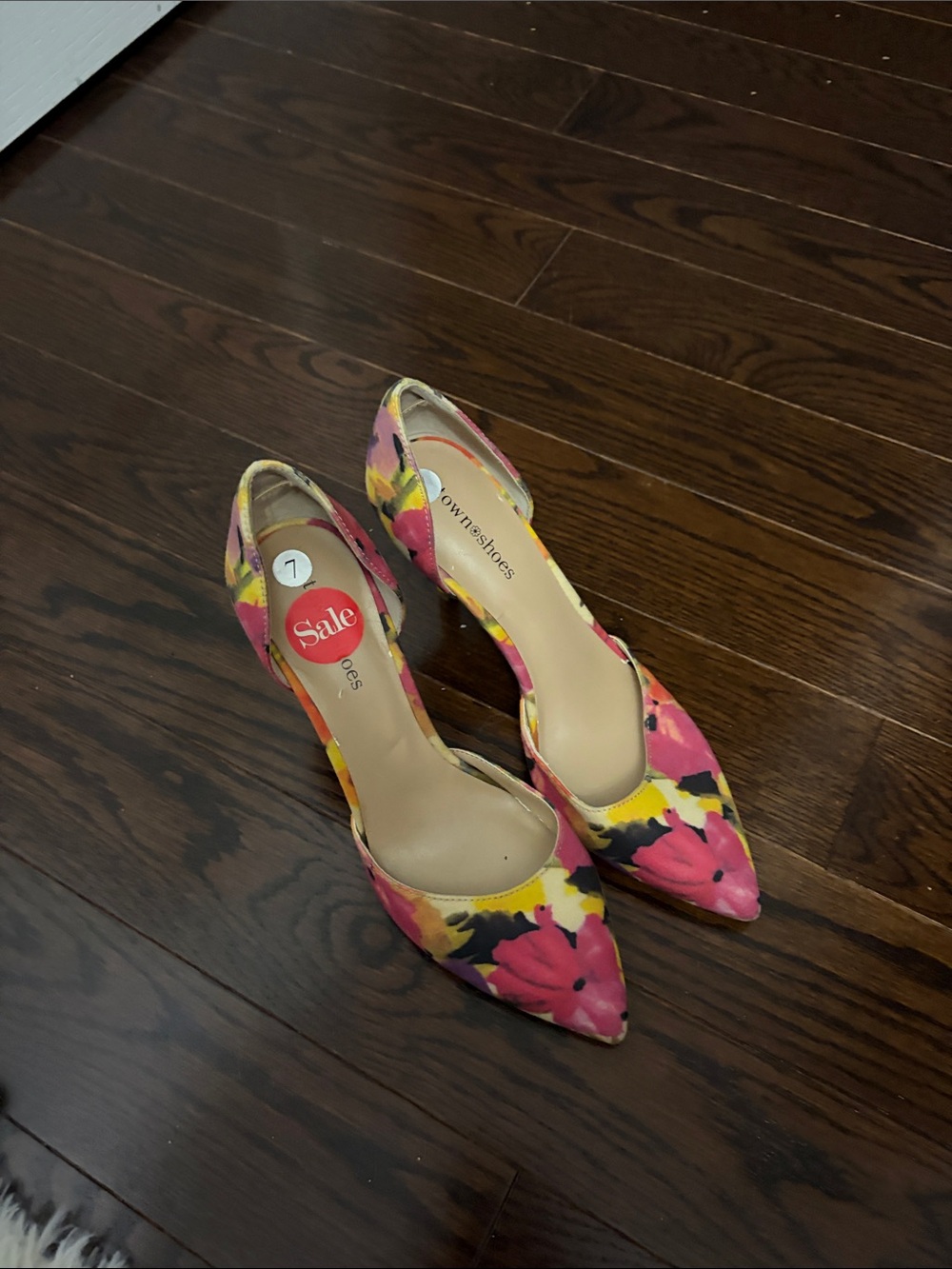 Floral Pink Pointed-Toe D'Orsay Pumps
